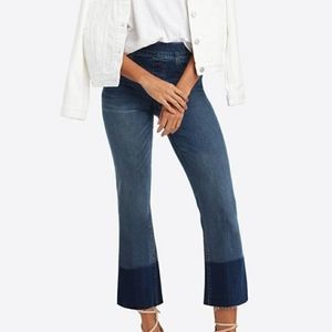 SPANX Flare Two-Tone Raw Hem Cropped Jeans